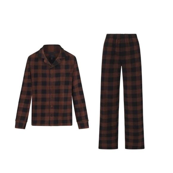 Skims Size 4X Plaid Sleep Set Jasper Buffalo Check Holiday Brown pajamas no box - Picture 8 of 8